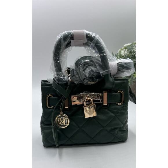 Badgley‎ Mischka BM-4163 Small Mini Quilted Tote Bag in Green Chive New - Picture 2 of 7